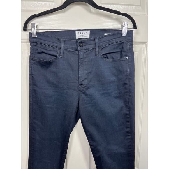 Frame Denim Le High Skinny High Rise Skinny Fit Jean Dark Blue Triple Fringe 30 - Picture 4 of 10